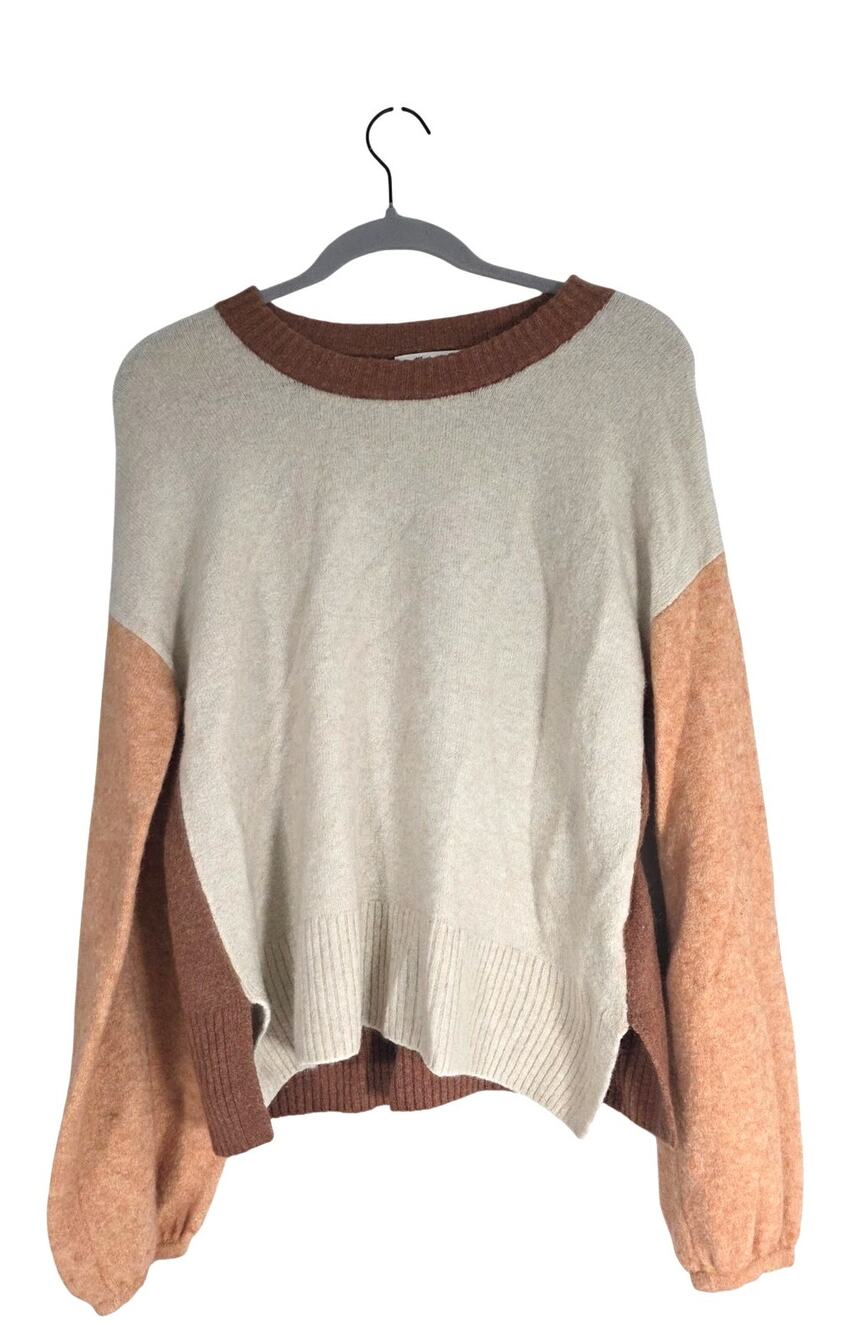 Madewell Womens Small Merino Wool Alpaca Blend Sweater Neutral Balloon Sleeve